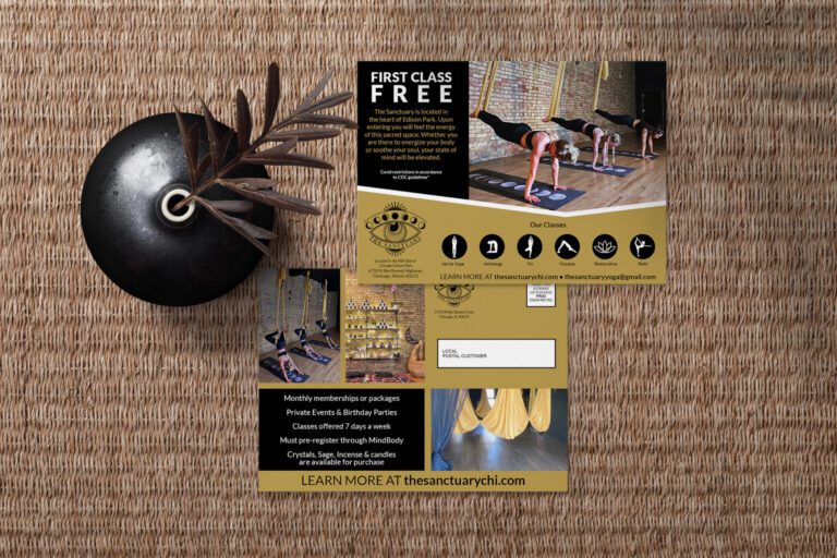 yoga classes promotional postcard