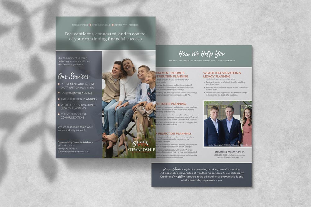 post card design young family financial management